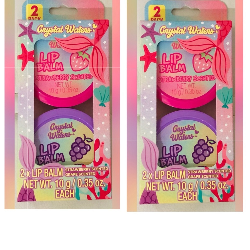 4piece strawberry and‎ grape flavored scented lip balms set new